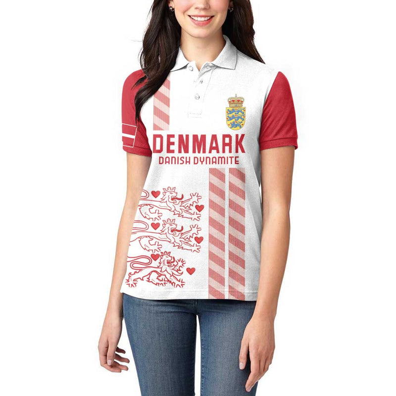 Custom Denmark Football Danish Dynamite White Version Women Polo Shirt