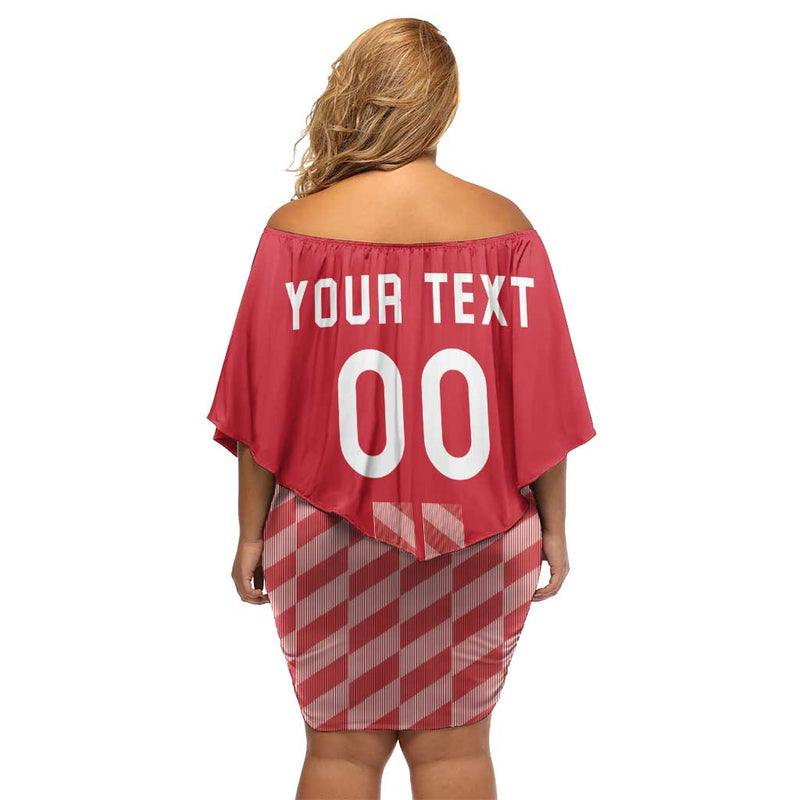 Custom Denmark Football Danish Dynamite Red Version Off Shoulder Short Dress
