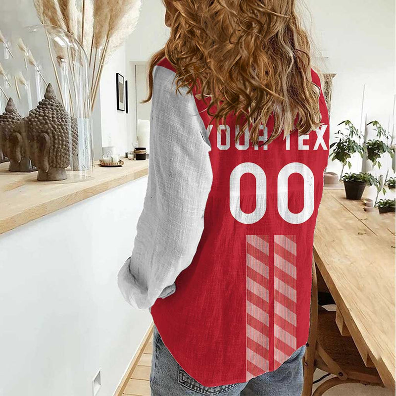 Custom Denmark Football Danish Dynamite Red Version Women Casual Shirt