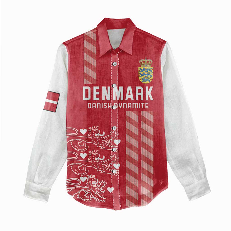Custom Denmark Football Danish Dynamite Red Version Women Casual Shirt