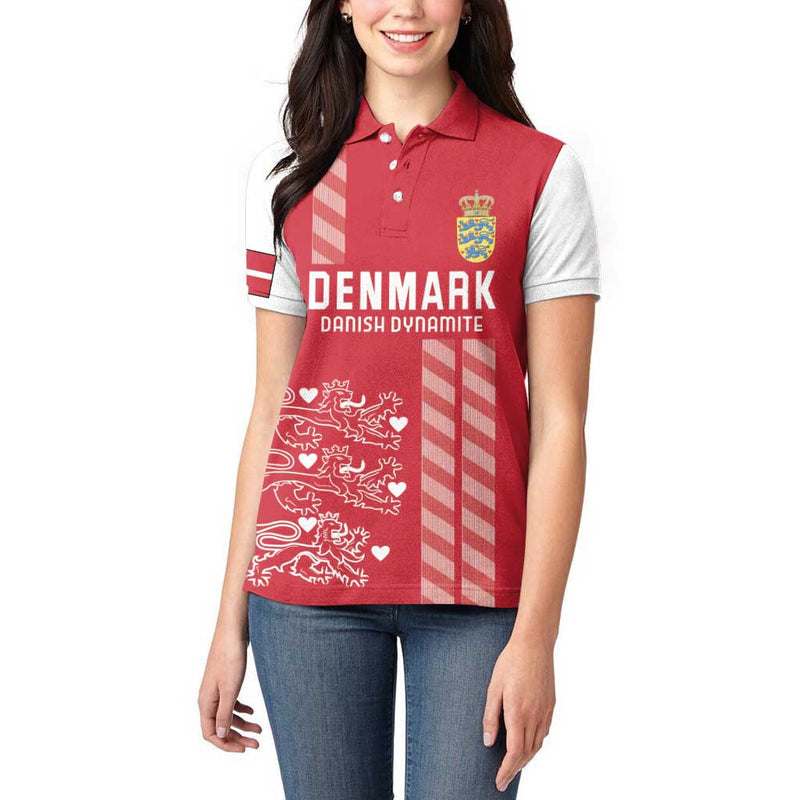 Custom Denmark Football Danish Dynamite Red Version Women Polo Shirt