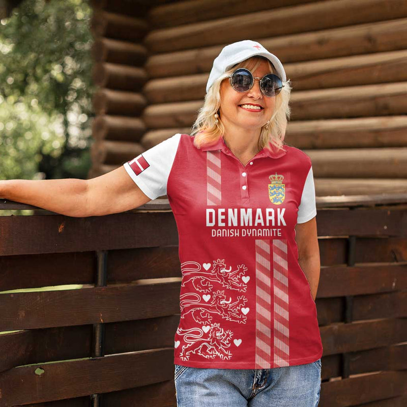 Custom Denmark Football Danish Dynamite Red Version Women Polo Shirt