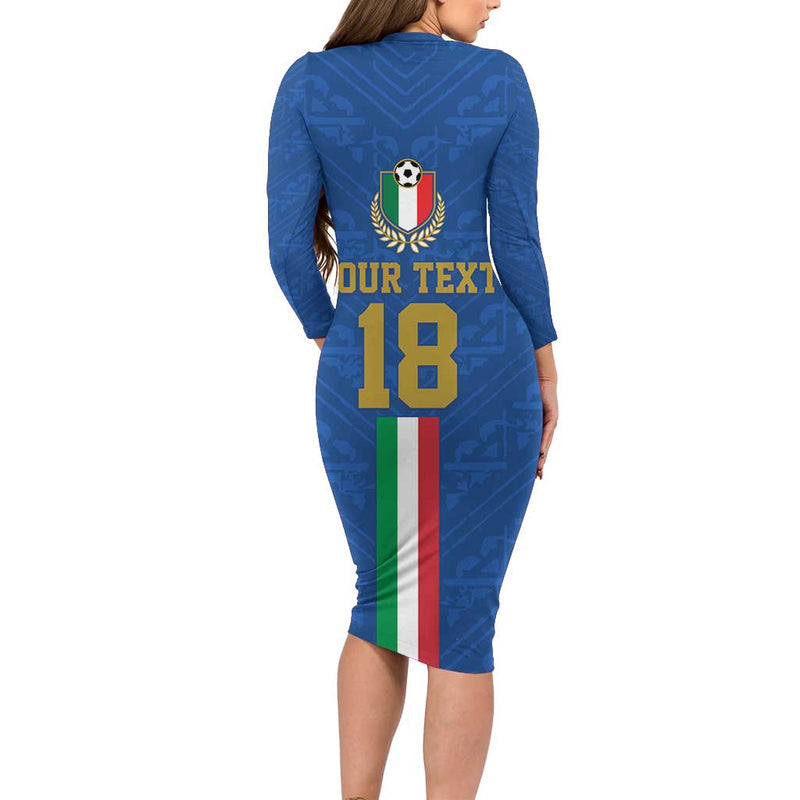 Custom Italy Football Come On Gli Azzurri Long Sleeve Bodycon Dress