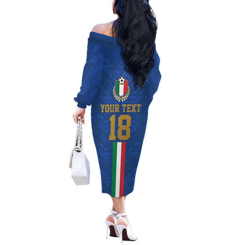 Custom Italy Football Come On Gli Azzurri Off The Shoulder Long Sleeve Dress