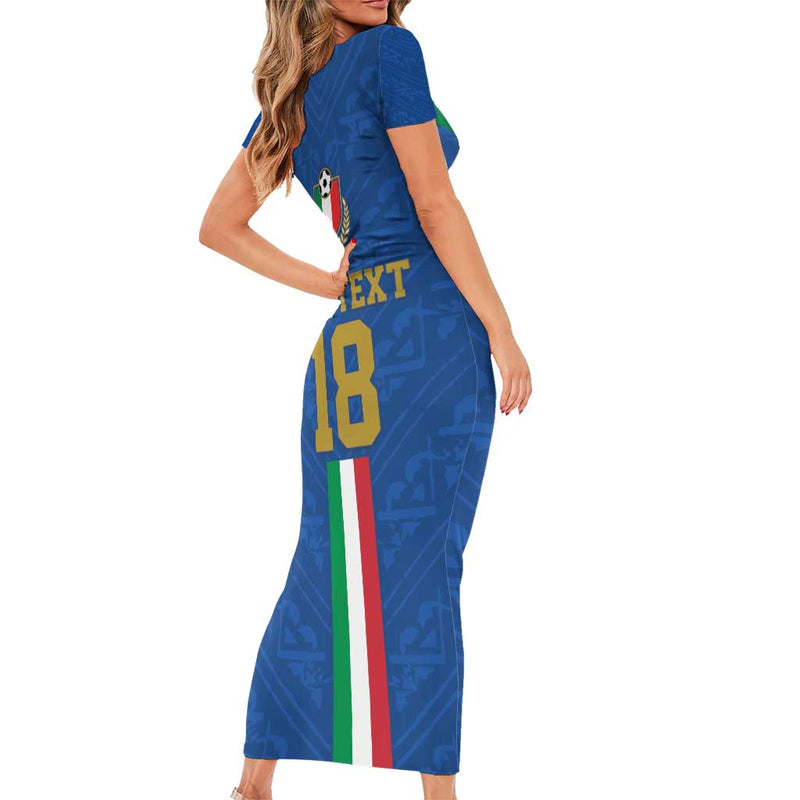 Custom Italy Football Come On Gli Azzurri Short Sleeve Bodycon Dress