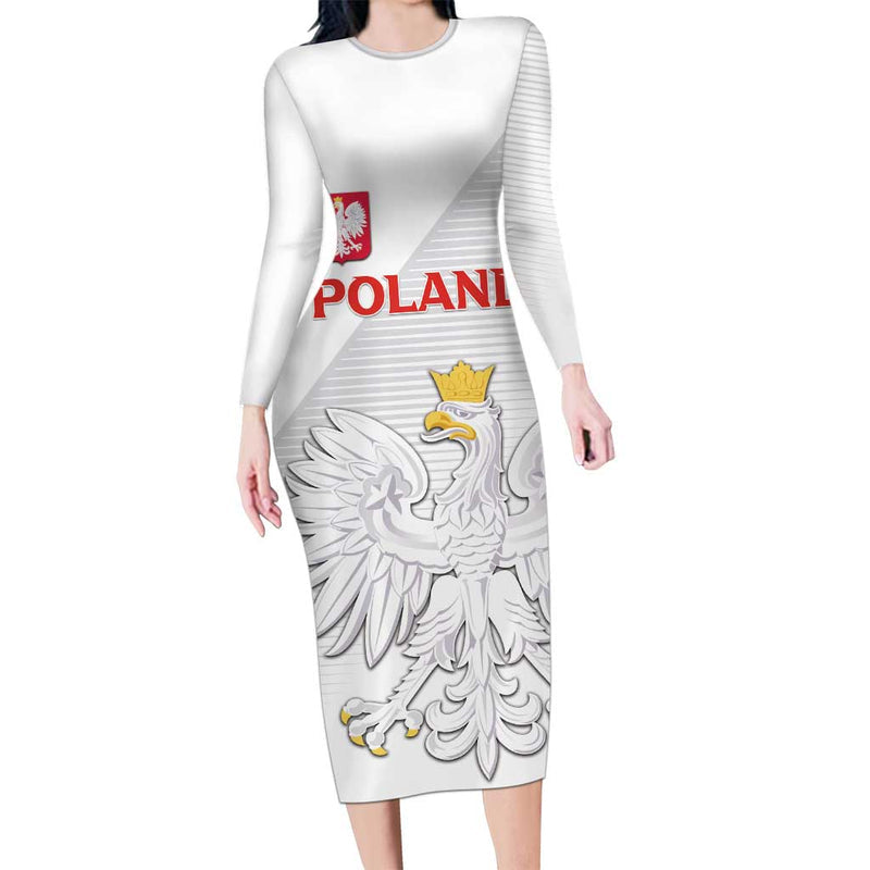 Custom Poland Football Bialo-czerwoni Go Champion Long Sleeve Bodycon Dress