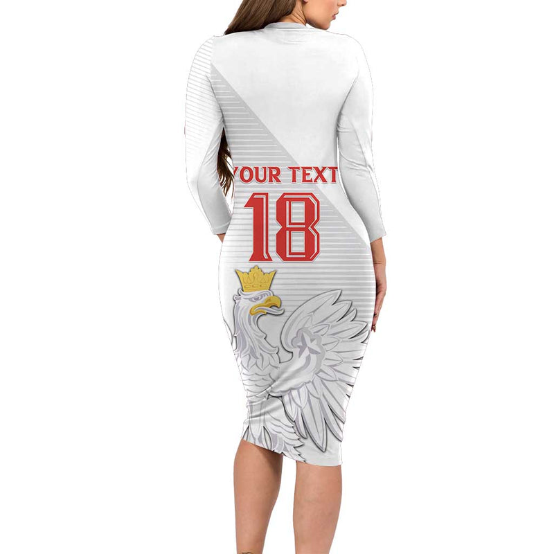 Custom Poland Football Bialo-czerwoni Go Champion Long Sleeve Bodycon Dress