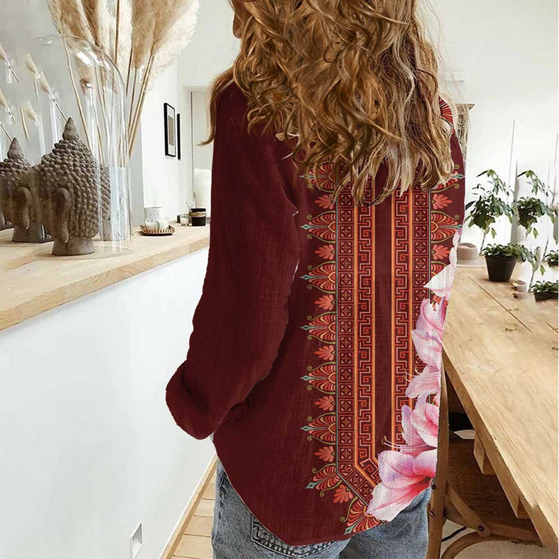 Africa Dashiki With Belladonna Lily Women Casual Shirt