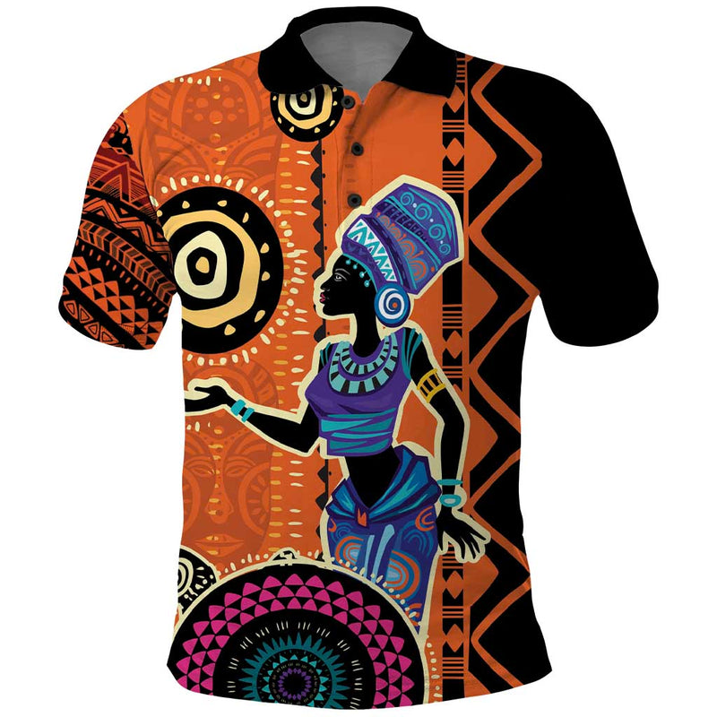 African Woman In Ethnic Dress Ethnic Geometric Patterns Polo Shirt