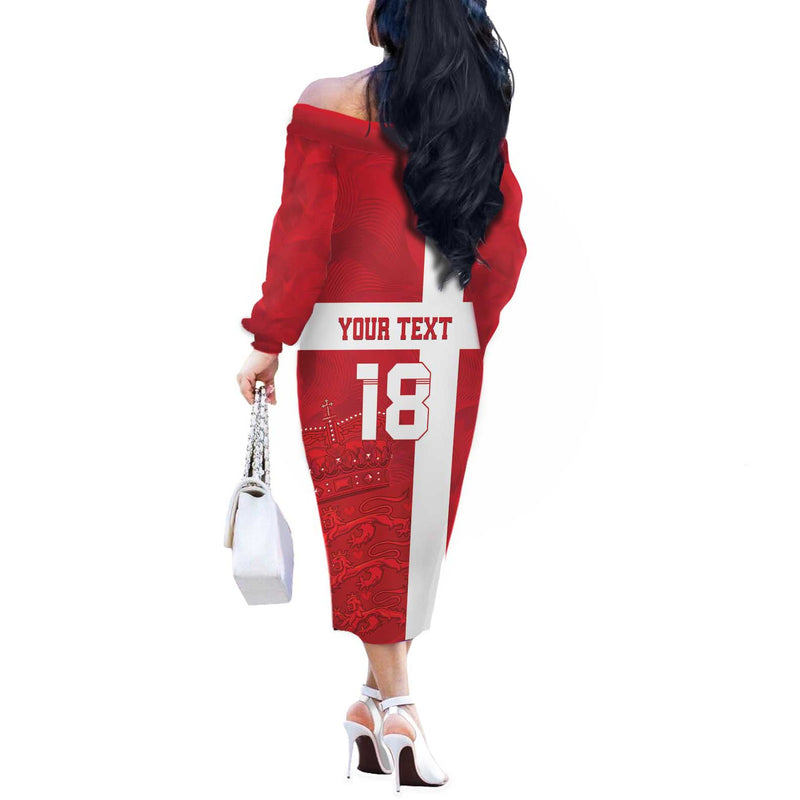 Custom Denmark Football Danish Dynamite Go Champion Off The Shoulder Long Sleeve Dress