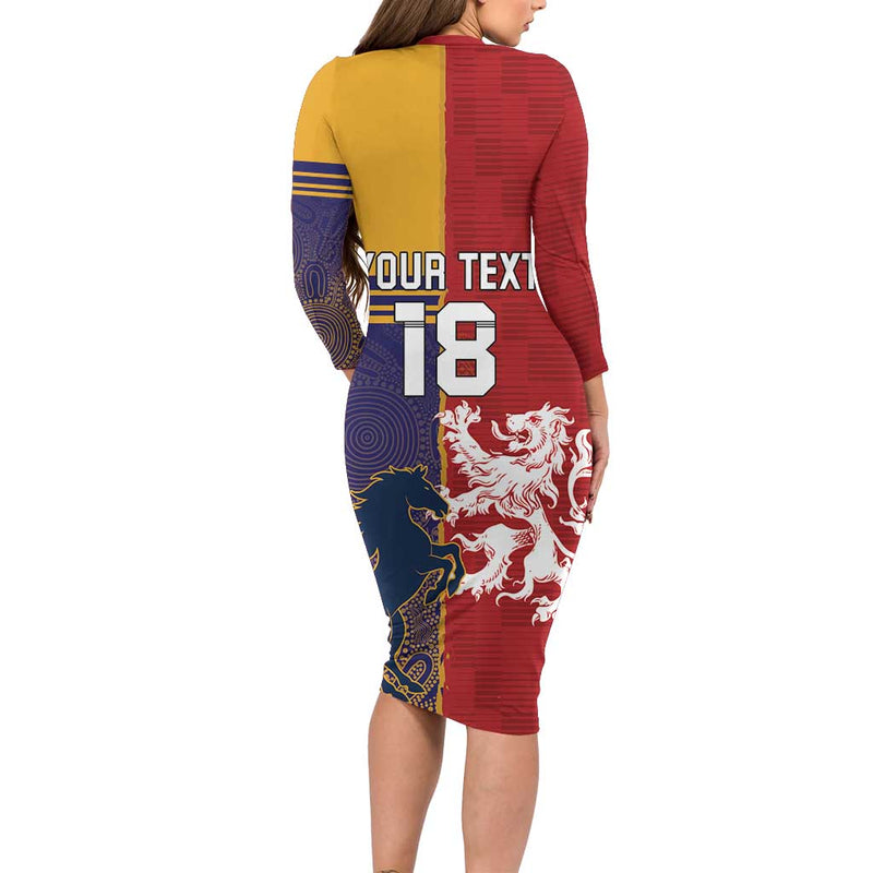 Custom British Lions Queensland Unique Style Long Sleeve Bodycon Dress