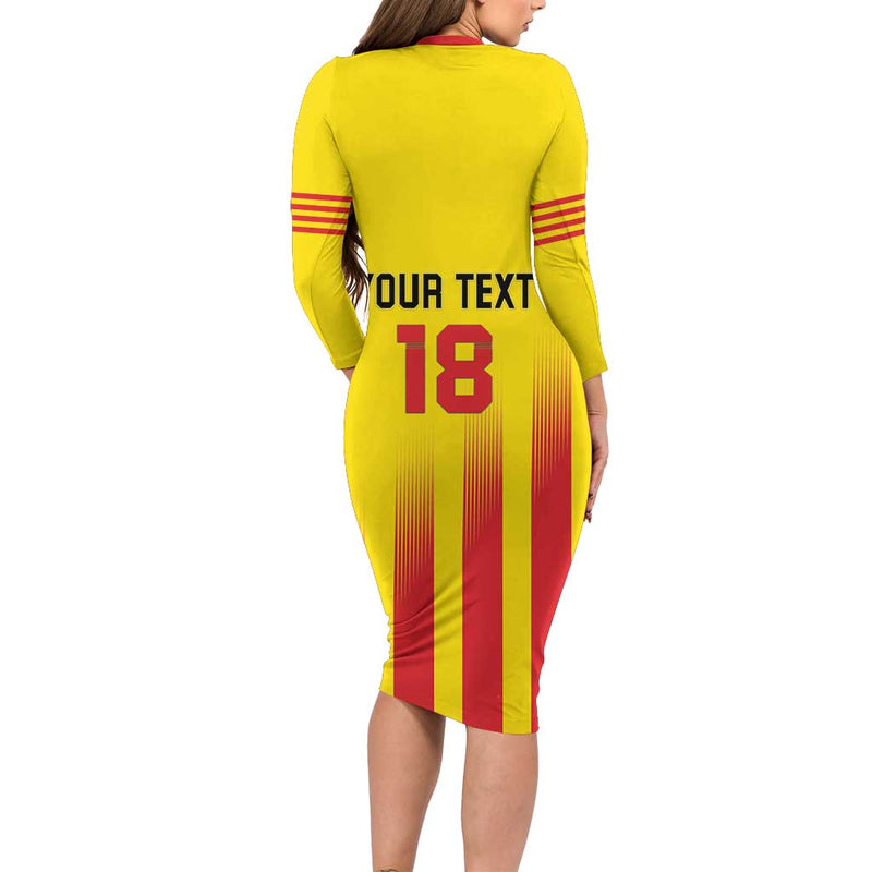 Custom Catalonia Football Seleccio De Futbol De Catalunya Long Sleeve Bodycon Dress