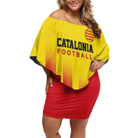 Custom Catalonia Football Seleccio De Futbol De Catalunya Off Shoulder Short Dress