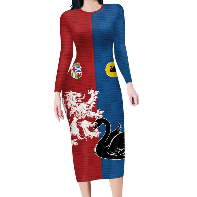 Custom British Lions Western Force Unique Style Long Sleeve Bodycon Dress