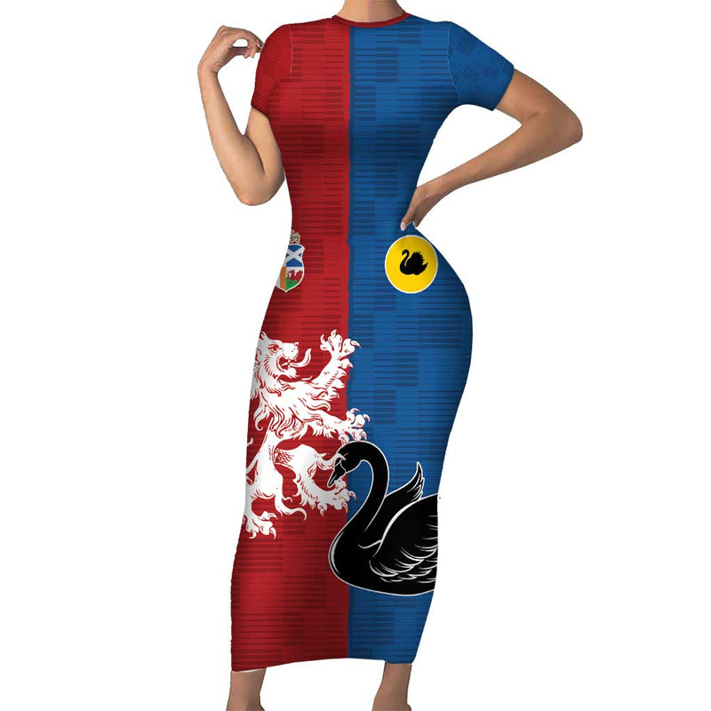 Custom British Lions Western Force Unique Style Short Sleeve Bodycon Dress