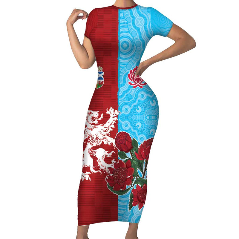 Custom British Lions Waratahs Unique Style Short Sleeve Bodycon Dress