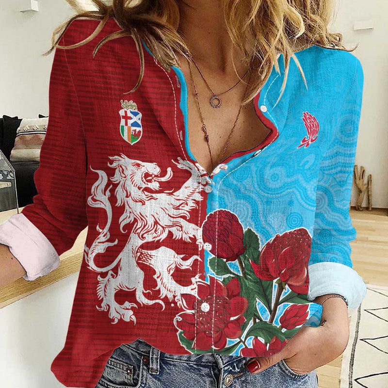 Custom British Lions Waratahs Unique Style Women Casual Shirt