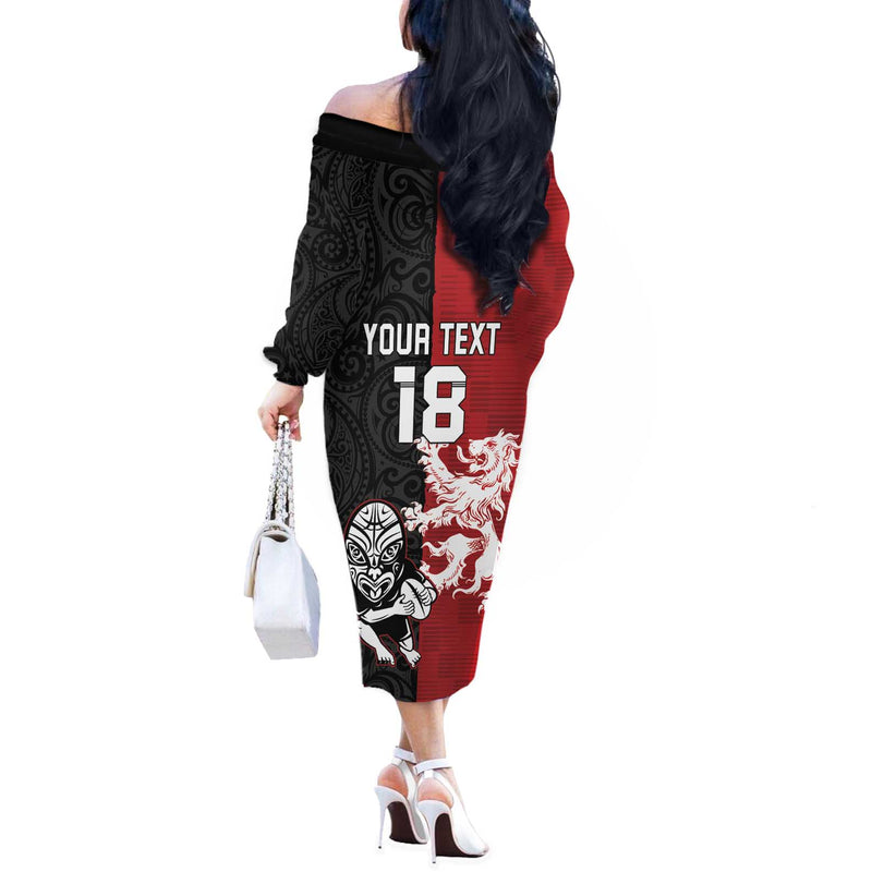 Custom British Lions New Zealand Unique Style Off The Shoulder Long Sleeve Dress
