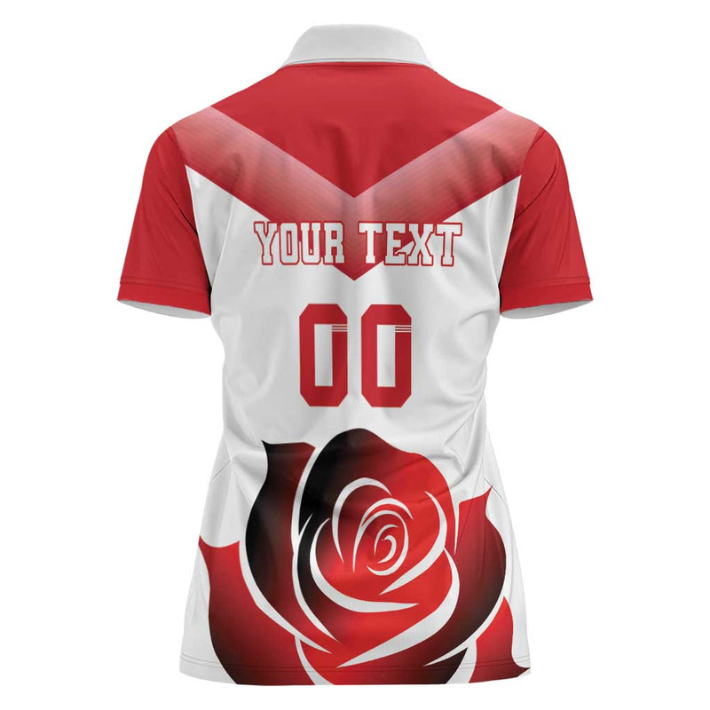 Custom England Rugby Red Rose Sporty Style Women Polo Shirt