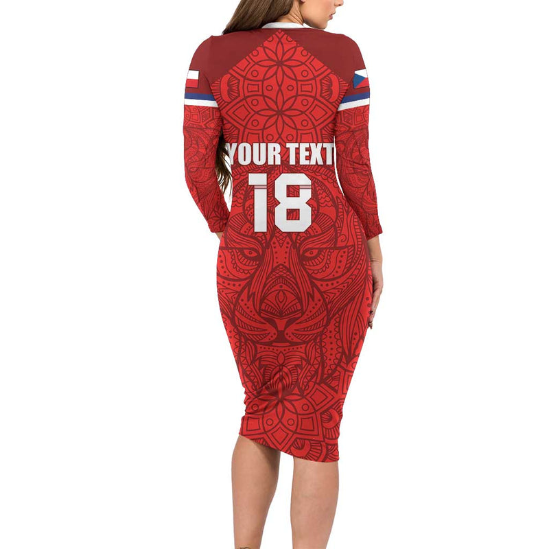 Custom Czech Republic Football Red Version Go Champion Sporty Style Long Sleeve Bodycon Dress