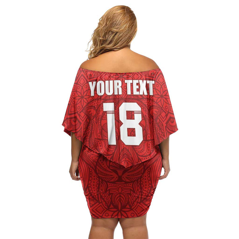 Custom Czech Republic Football Red Version Go Champion Sporty Style Off Shoulder Short Dress