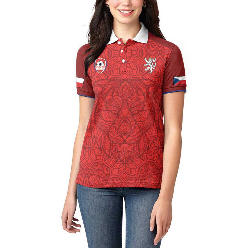 Custom Czech Republic Football Red Version Go Champion Sporty Style Women Polo Shirt