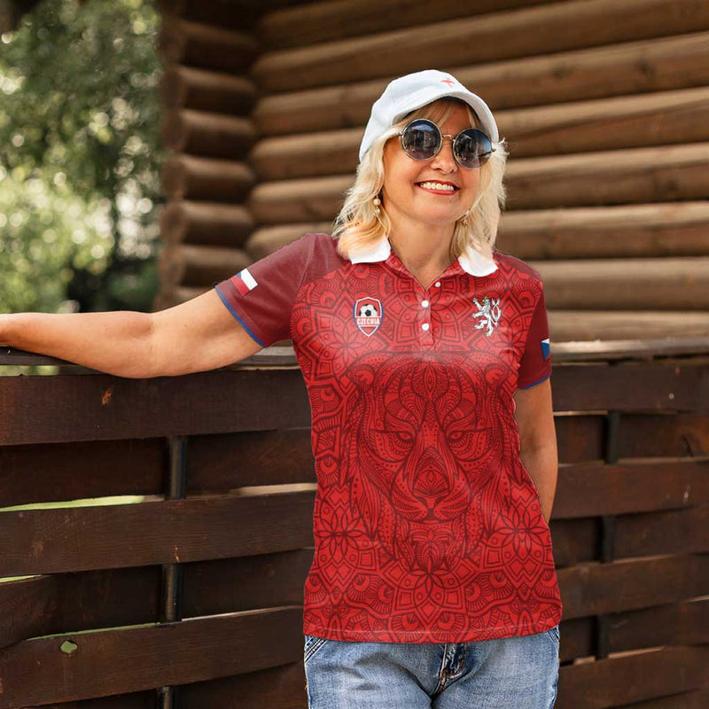 Custom Czech Republic Football Red Version Go Champion Sporty Style Women Polo Shirt