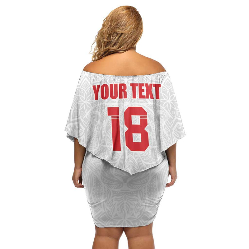 Custom Czech Republic Football White Version Go Champion Sporty Style Off Shoulder Short Dress
