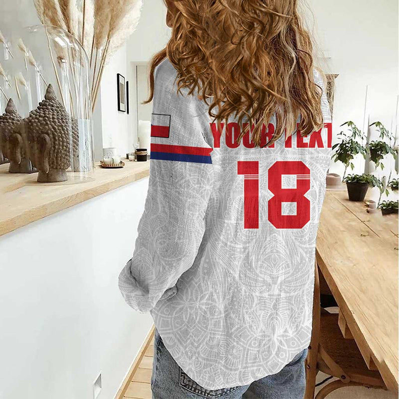 Custom Czech Republic Football White Version Go Champion Sporty Style Women Casual Shirt