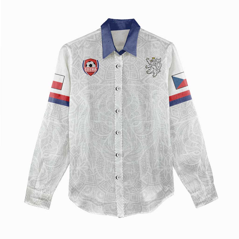 Custom Czech Republic Football White Version Go Champion Sporty Style Women Casual Shirt
