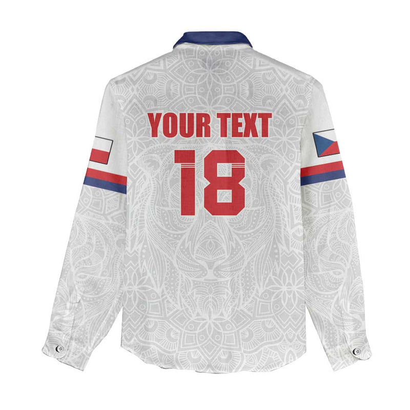 Custom Czech Republic Football White Version Go Champion Sporty Style Women Casual Shirt