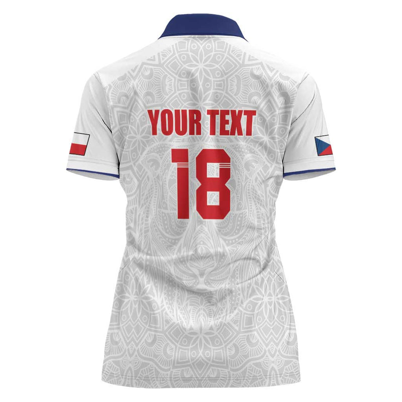 Custom Czech Republic Football White Version Go Champion Sporty Style Women Polo Shirt