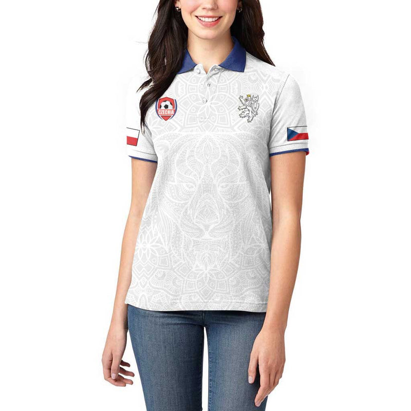 Custom Czech Republic Football White Version Go Champion Sporty Style Women Polo Shirt