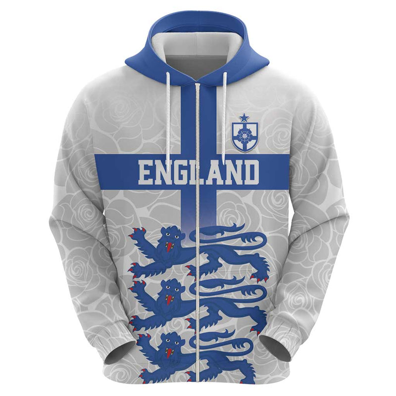 Custom England Fooball The Three Lions Blue Version Hoodie