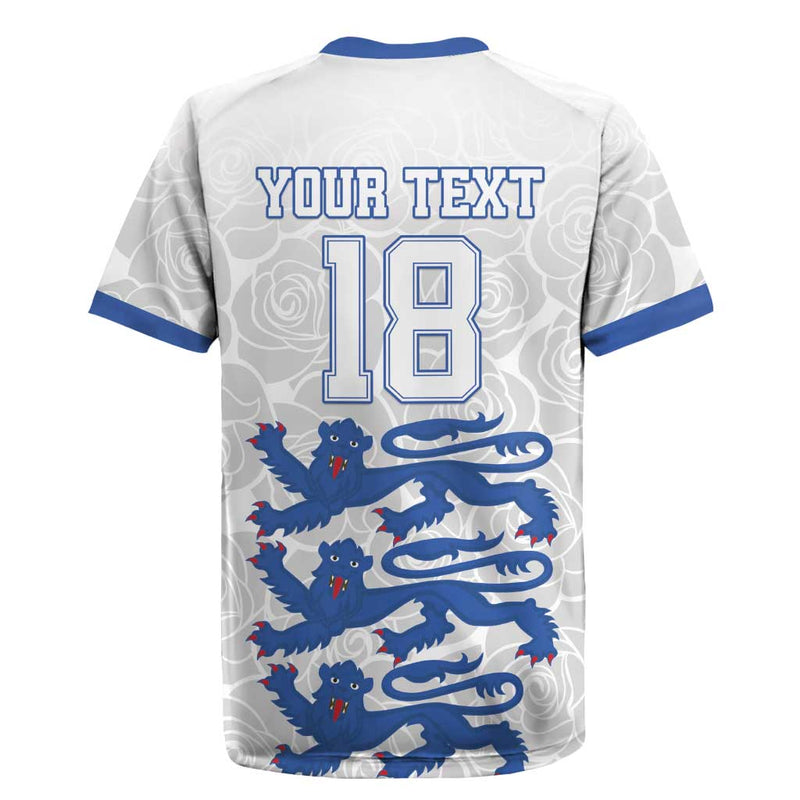 Custom England Fooball The Three Lions Blue Version Rugby Jersey