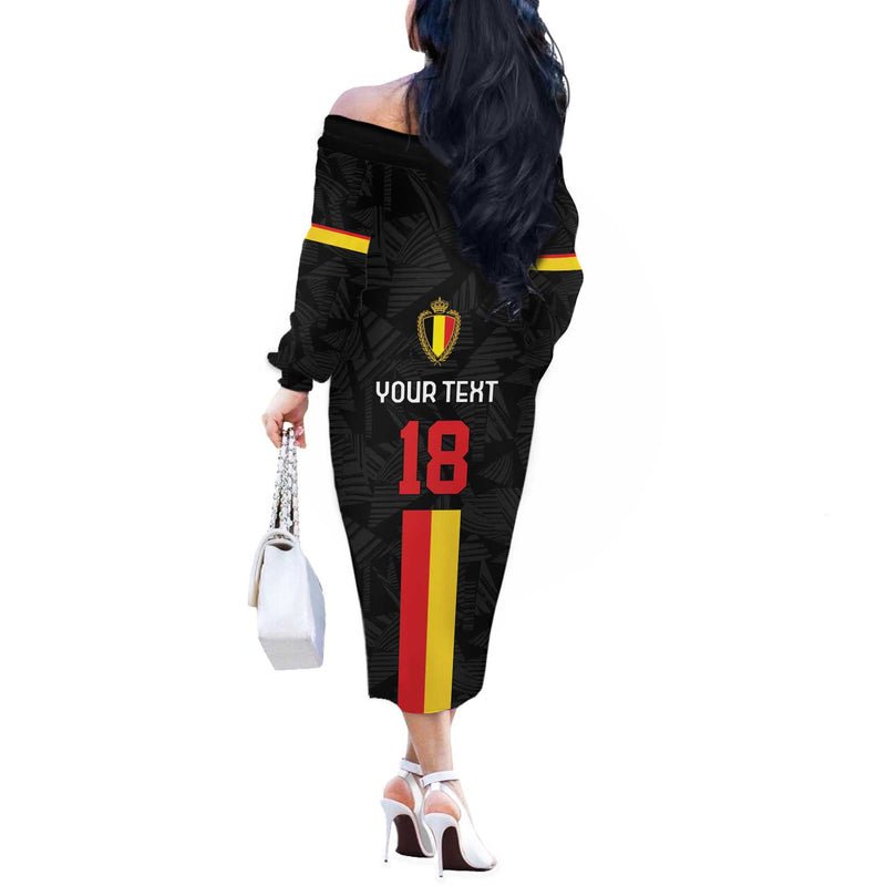 Custom Belgium Football De Rode Duivels Off The Shoulder Long Sleeve Dress