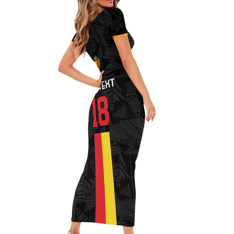 Custom Belgium Football De Rode Duivels Short Sleeve Bodycon Dress