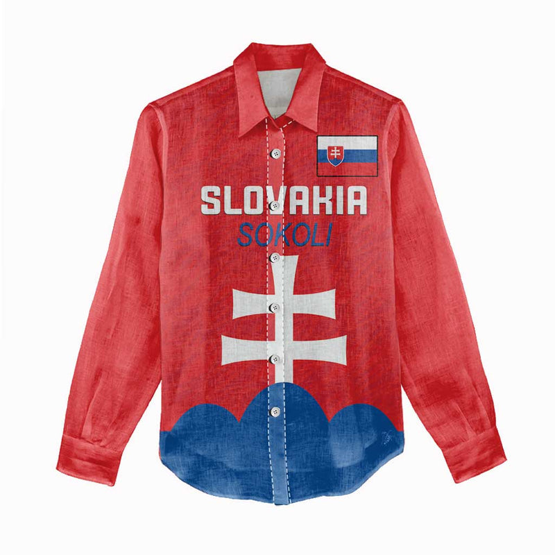 Custom Slovakia Football Come On Sokoli Women Casual Shirt