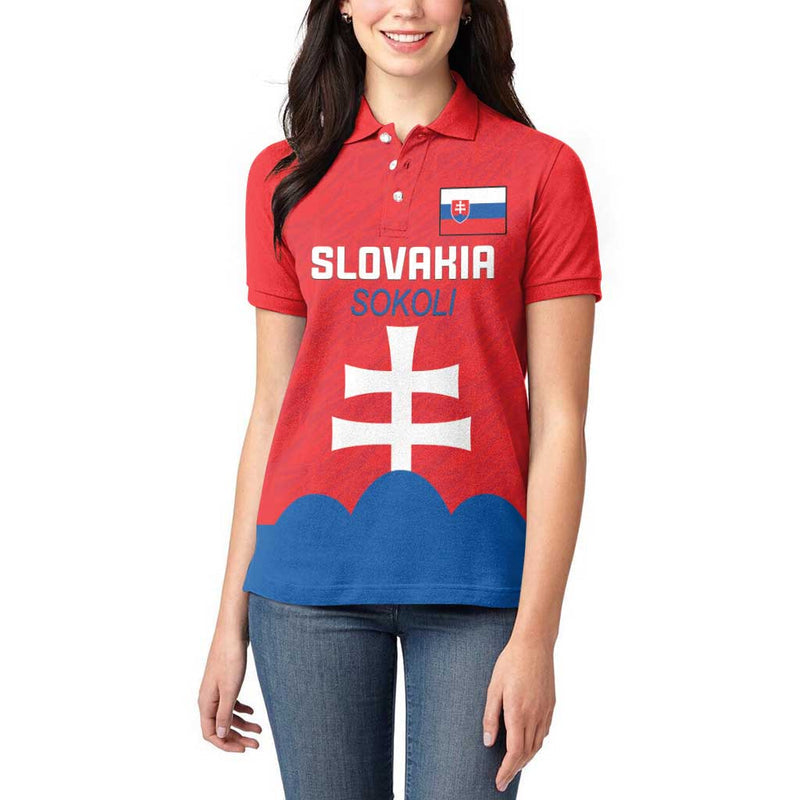 Custom Slovakia Football Come On Sokoli Women Polo Shirt