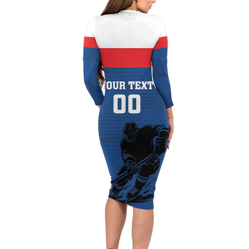 Custom Slovakia Hockey Go Nasi Chlapci Long Sleeve Bodycon Dress