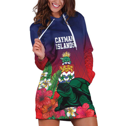 Custom Cayman Islands Green Turtle Sporty Style Hoodie Dress