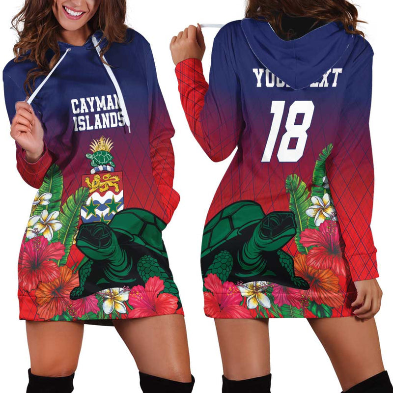 Custom Cayman Islands Green Turtle Sporty Style Hoodie Dress