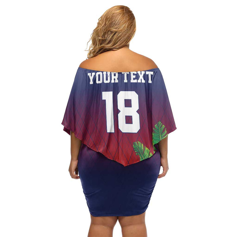 Custom Cayman Islands Green Turtle Sporty Style Off Shoulder Short Dress