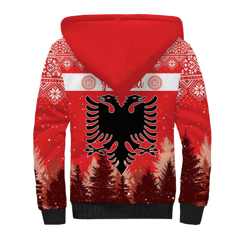 Albania Christmas The Double-headed Eagle Christmas Pattern Sherpa Hoodie