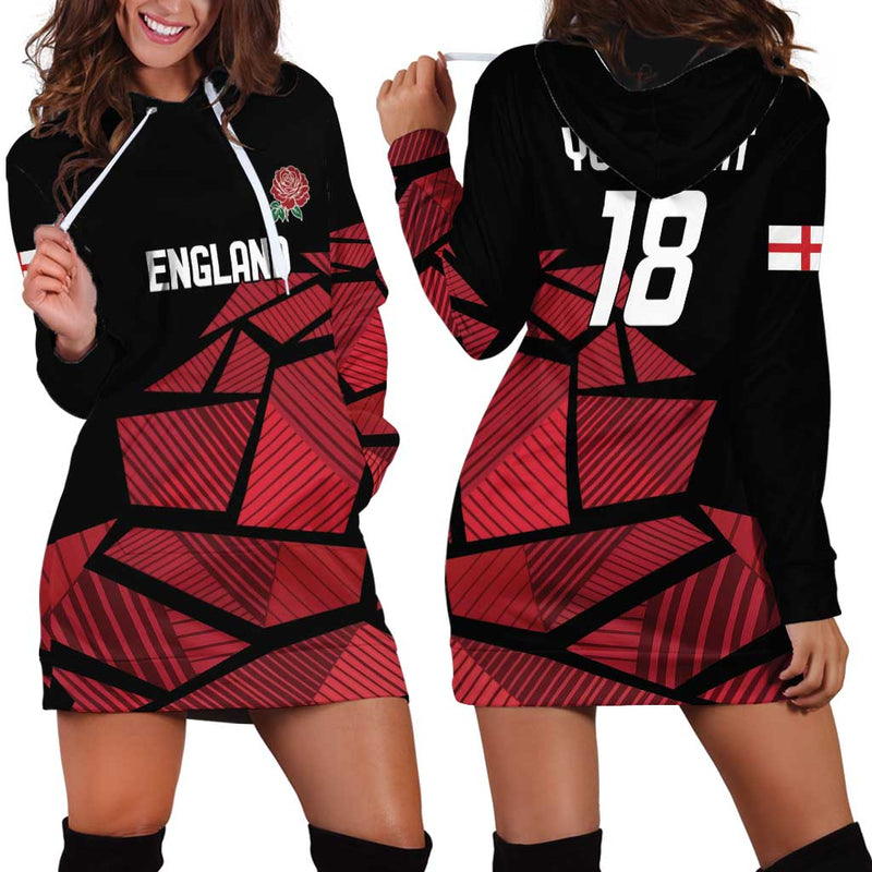England Rugby Custom Red Roses Go Champion Hoodie Dress