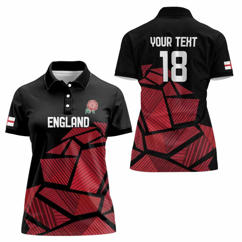 England Rugby Custom Red Roses Go Champion Women Polo Shirt