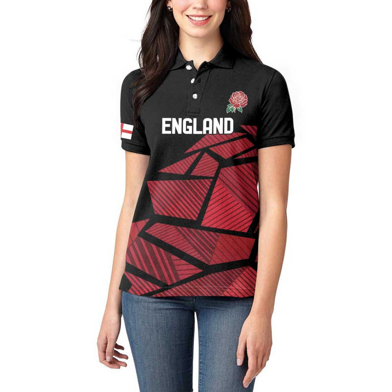 England Rugby Custom Red Roses Go Champion Women Polo Shirt