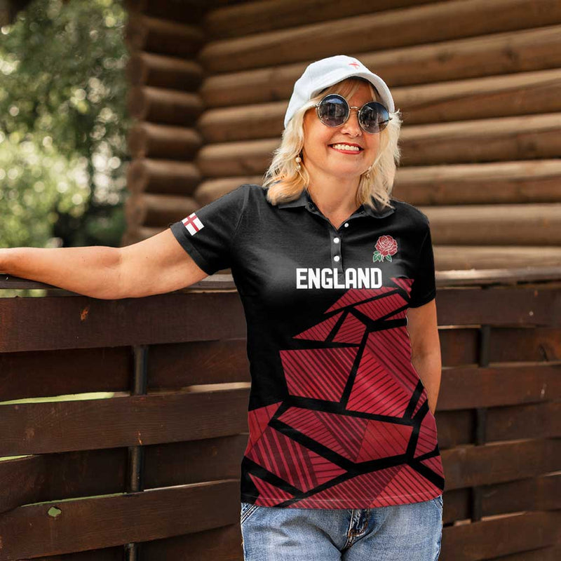 England Rugby Custom Red Roses Go Champion Women Polo Shirt