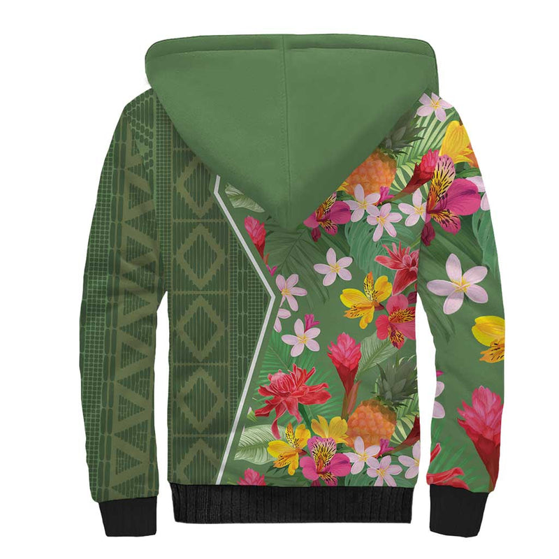 Africa Tropical Flowers Green Version Sherpa Hoodie