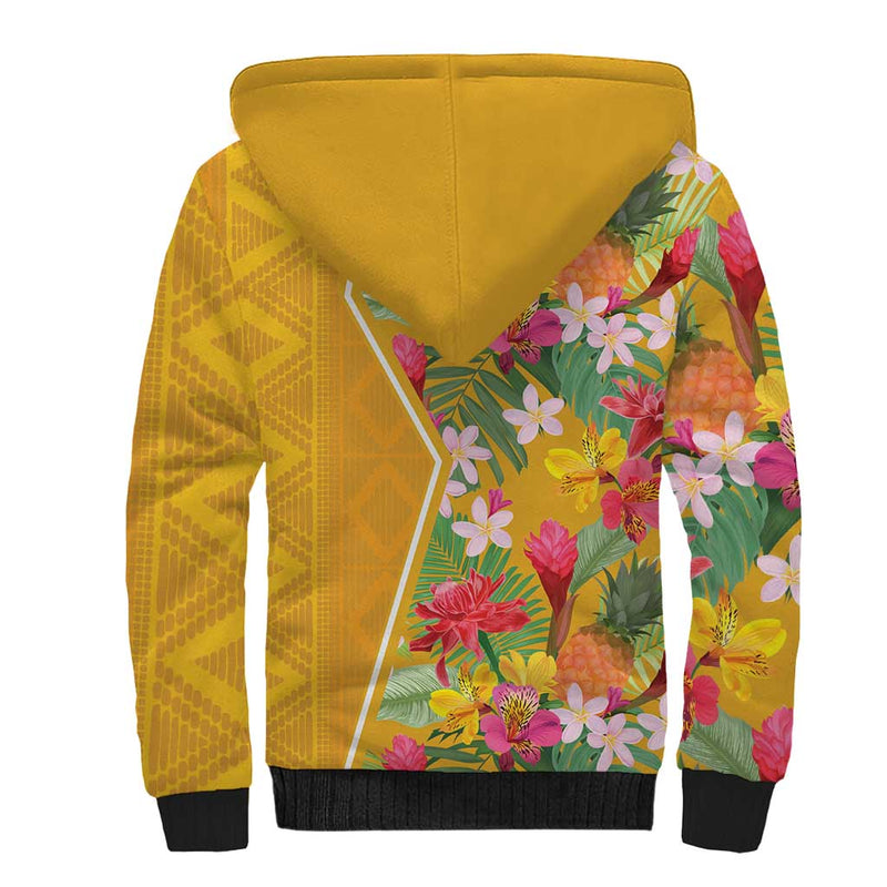 Africa Tropical Flowers Yellow Version Sherpa Hoodie